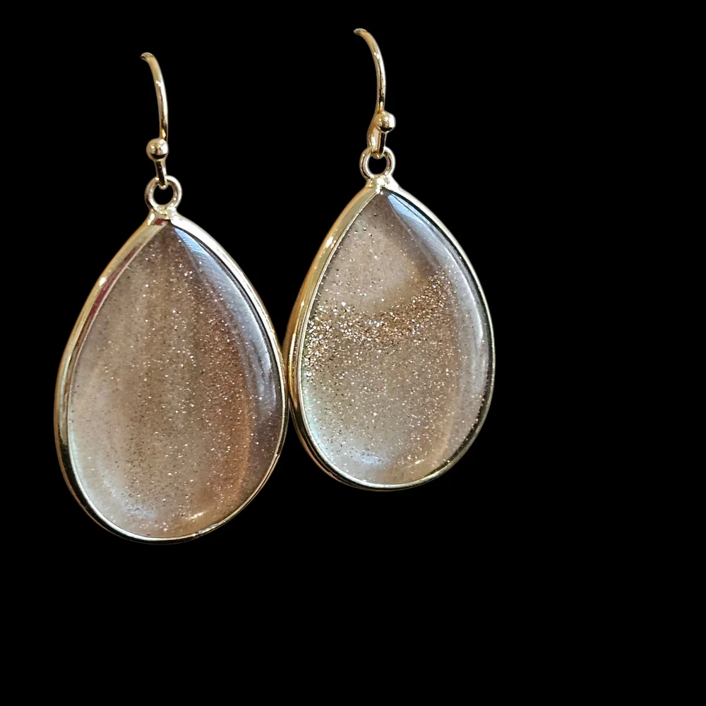 NWT - 18k Gold Celestial Glitter Teardrop Earrings - Picture 9 of 13